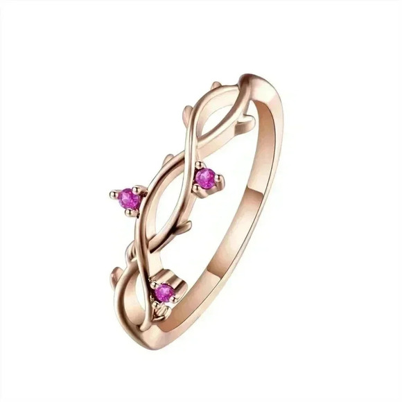 New “Host Pick” 18k Gold Over Silver Ruby Vine Ring - Picture 1 of 5